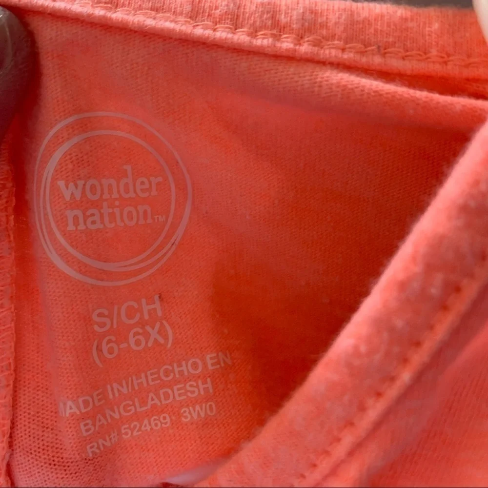 Wonder Nation Girls multi-color neon tank top. Size 6-6x. Flamingo
